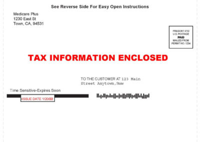 Single fold snap pack with red tax information example