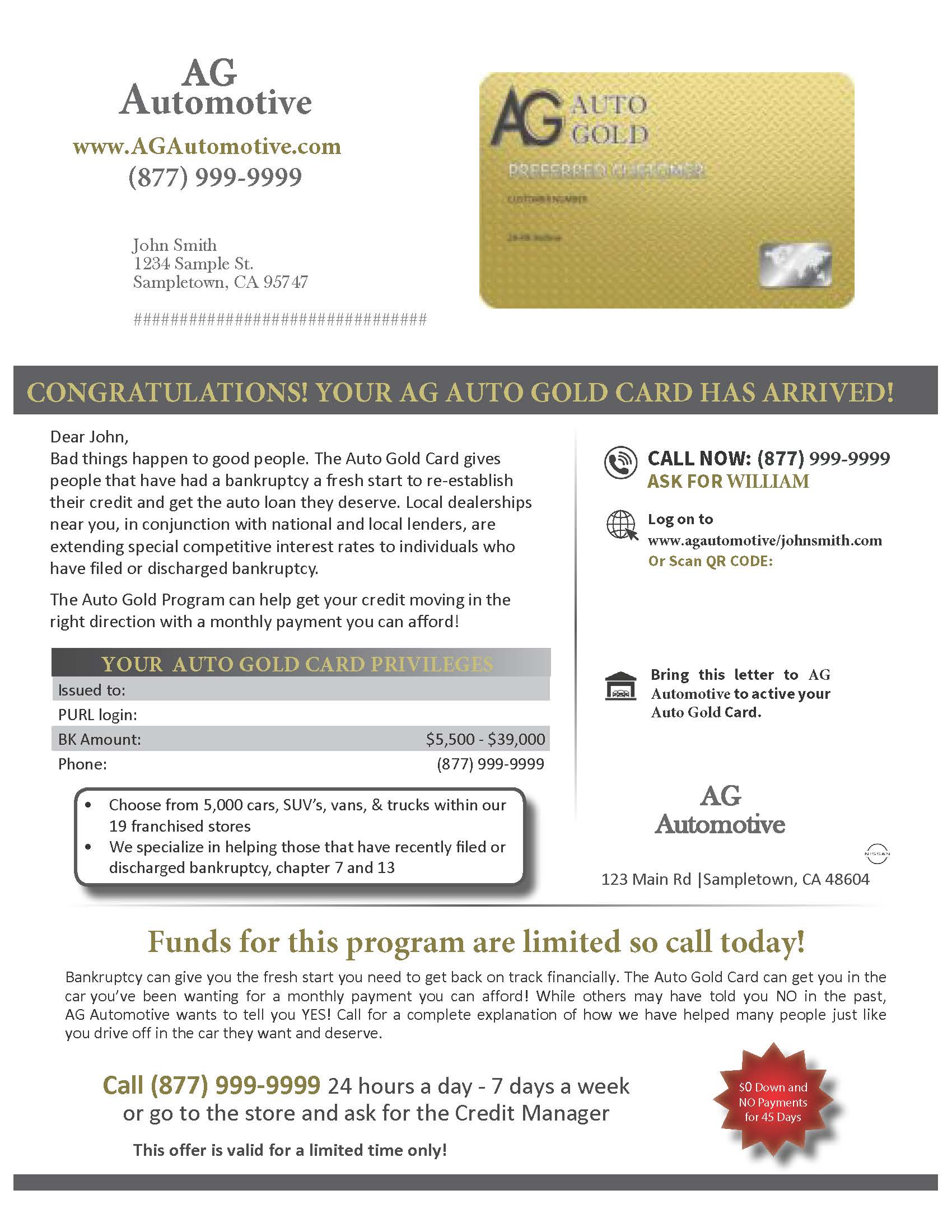 AG Automotive Letter AUTO GOLD Generic 