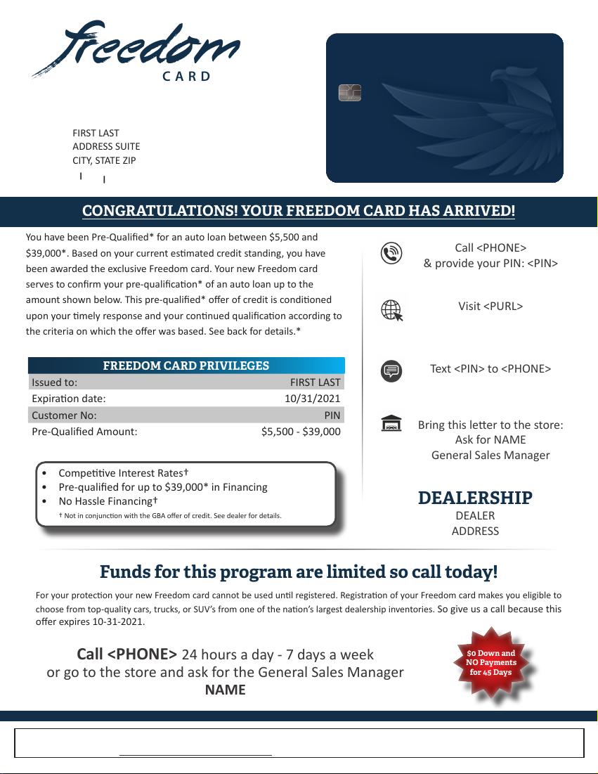 FREEDOM CARD sample 