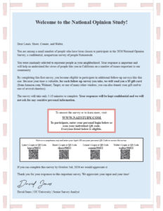 Inside survey mailer with artwork